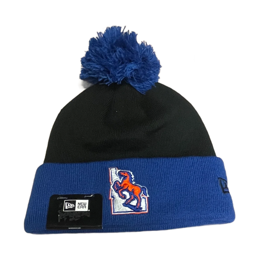 Boise State Broncos New Era Retro Pom Beanie (Black/Blue)