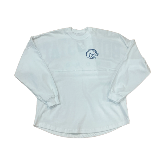 Boise State Broncos Spirit Jersey Unisex Oversized Glitter (White)