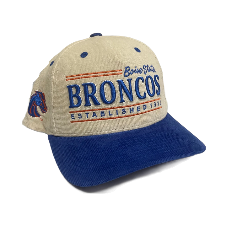 Boise State Broncos CapX Corduroy Side Patch Snapback Hat (Almond/Blue)