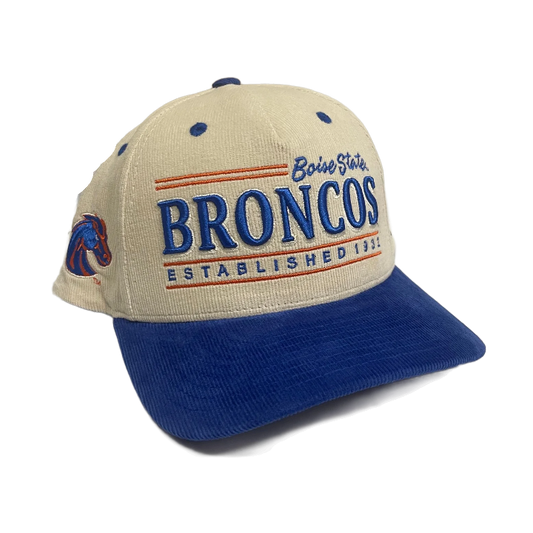 Boise State Broncos CapX Corduroy Side Patch Snapback Hat (Almond/Blue)