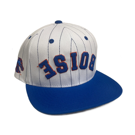 Boise State Broncos CapX Pinstripe Snapback Hat (White/Blue)