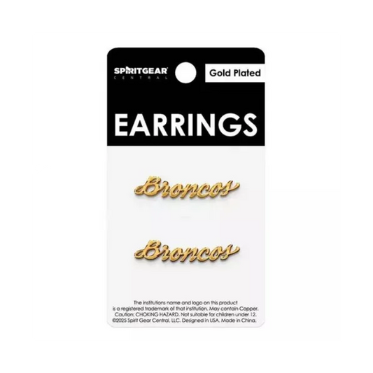 Boise State Broncos Spirit Gear Central Gold Plated Stud Earrings