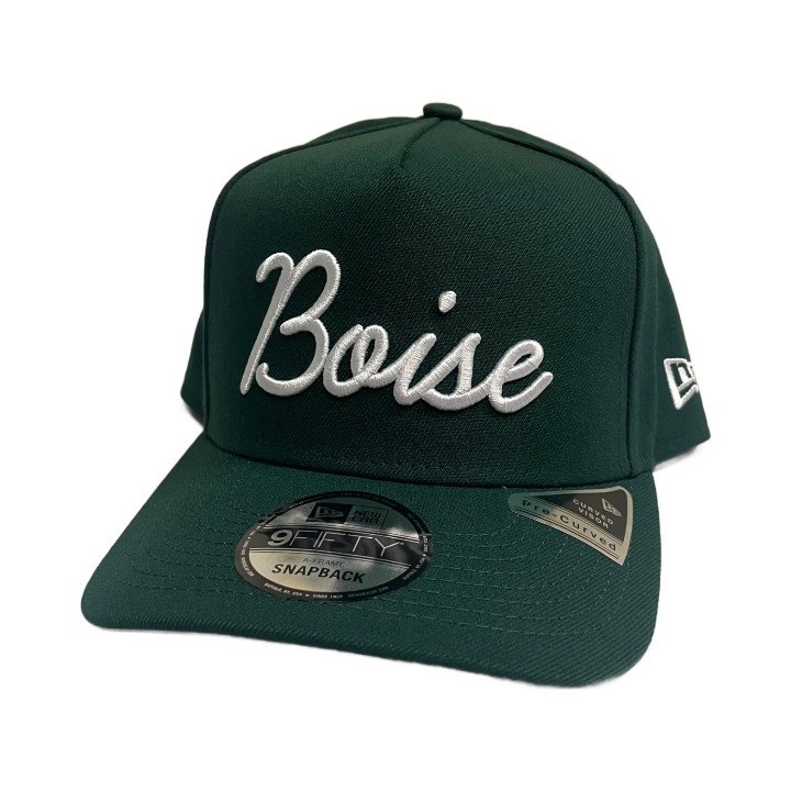 New Era Script Boise 9Fifty A-Frame Snapback Hat (Dark Green)