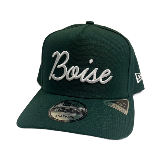 New Era Script Boise 9Fifty A-Frame Snapback Hat (Dark Green)