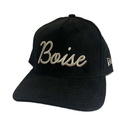New Era Corduroy Script Boise 9Fifty A-Frame Snapback Hat (Black)