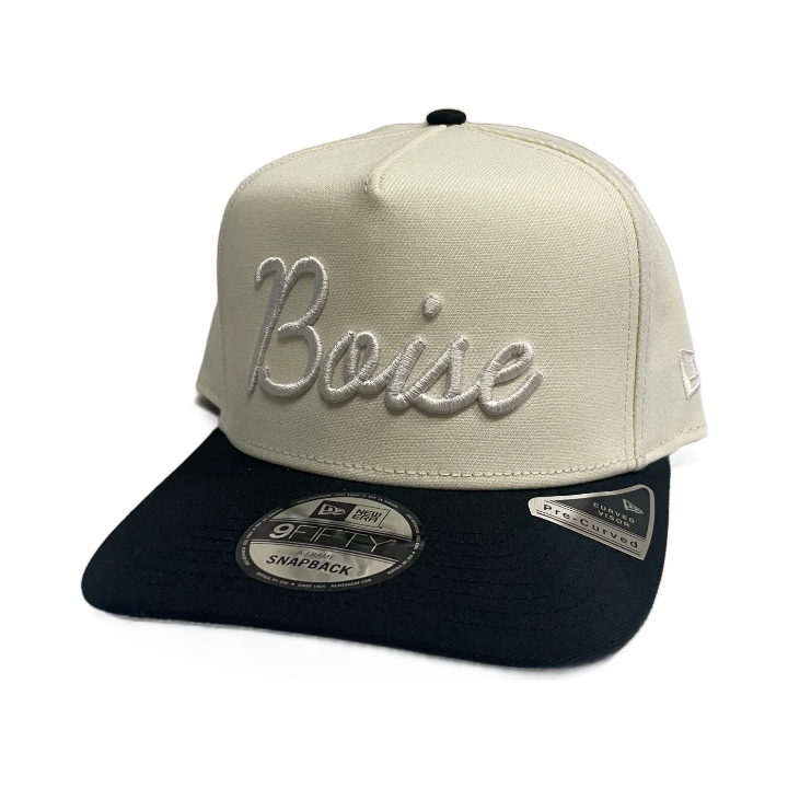 New Era Tonal Script Boise 9Fifty A-Frame Snapback Hat (Chrome/Black)