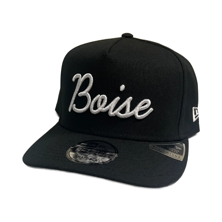 New Era Script Boise 9Fifty A-Frame Snapback Hat (Black) – The