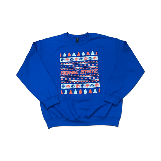 Boise State Broncos Select Men's Ugly Sweater Christmas Crewneck Sweatshirt (Blue)