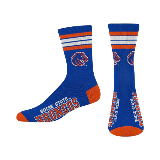 Boise State Broncos For Bare Feet Striped Crew Socks (Blue)