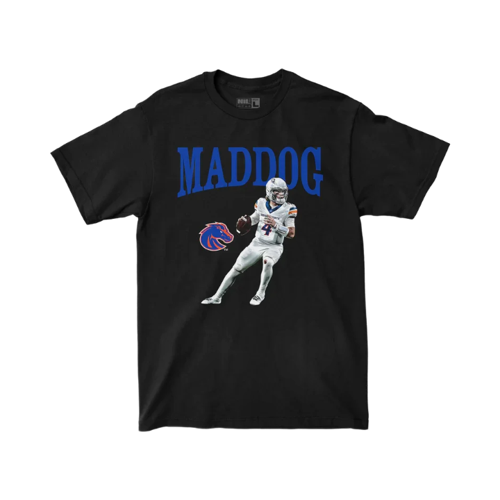 Boise State Broncos Campus Ink Maddux Madsen Maddog T-Shirt (Black)