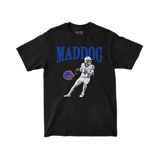 Boise State Broncos Campus Ink Maddux Madsen Maddog T-Shirt (Black)