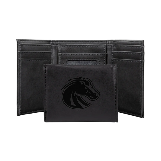 Boise State Broncos Rico Laser Engraved Tri-Fold Wallet (Black)