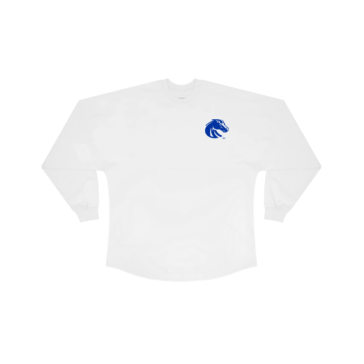Boise State Broncos Women's Spirit Jersey Oversized Long Sleeve T-Shirt (White)
