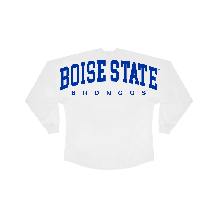 Boise State Broncos Women's Spirit Jersey Oversized Long Sleeve T-Shirt (White)