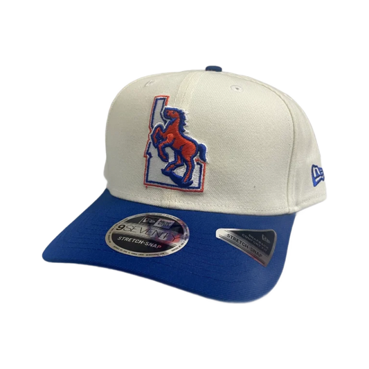 Boise State Broncos New Era Vault 9Seventy Stretch-Snapback Hat (Cream/Blue)