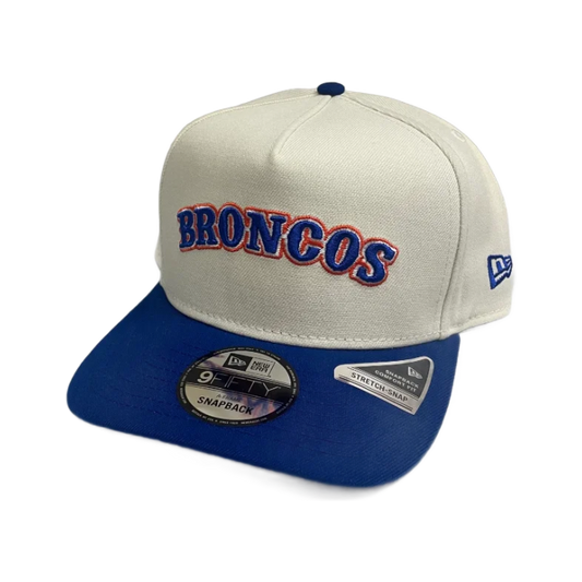 Boise State Broncos New Era Outline "Broncos" 9Fifty A-Frame Snapback Hat (Cream/Blue)