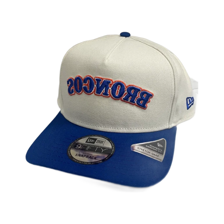 Boise State Broncos New Era Outline "Broncos" Reversed 9Fifty A-Frame Snapback Hat (Cream/Blue)