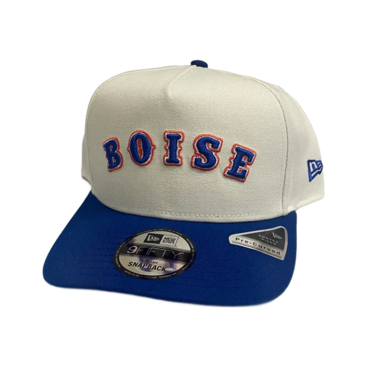 Boise State Broncos New Era Outline "Boise" 9Fifty A-Frame Snapback Hat (Cream/Blue)