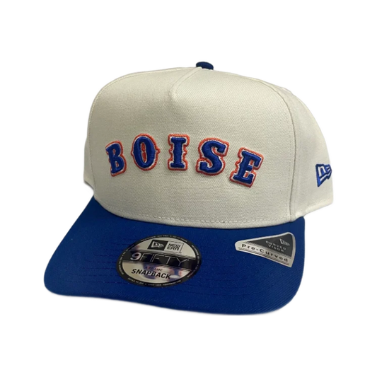 Boise State Broncos New Era Outline "Boise" 9Fifty A-Frame Snapback Hat (Cream/Blue)
