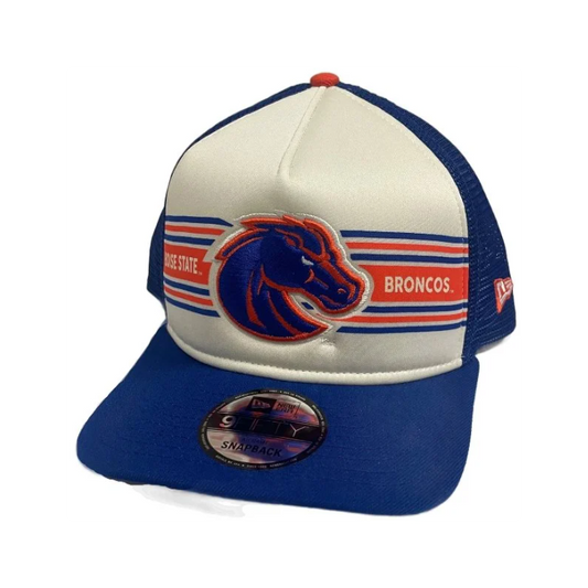 Boise State Broncos New Era Foam 9Fifty A-Frame Snapback Trucker Hat (Cream/Blue)