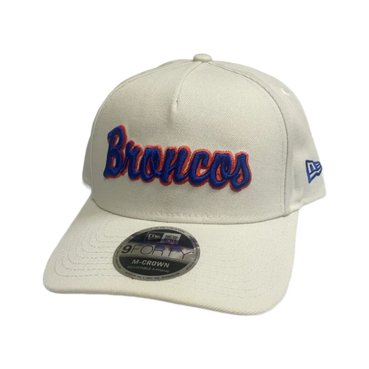 Boise State Broncos New Era Script 9Forty M-Crown Snapback Hat (Cream)