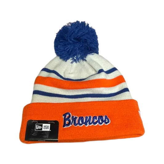 Boise State Broncos New Era Retro Striped Pom Beanie (Cream/Orange)