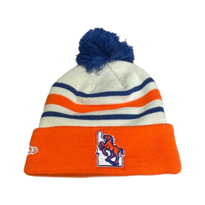 Boise State Broncos New Era Retro Striped Pom Beanie (Cream/Orange)