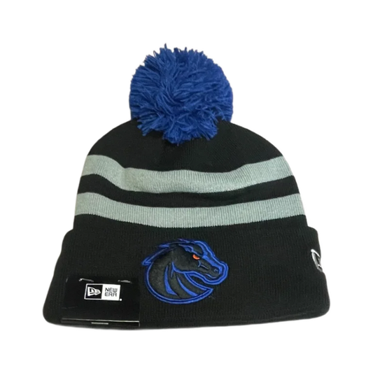 Boise State Broncos New Era Bronco Striped Pom Beanie (Black)