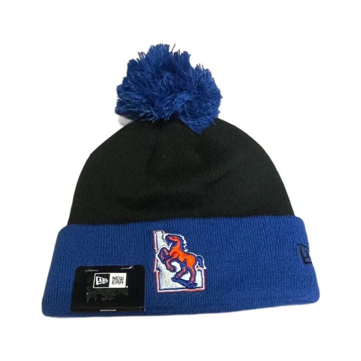 Boise State Broncos New Era Retro Pom Beanie (Black/Blue)