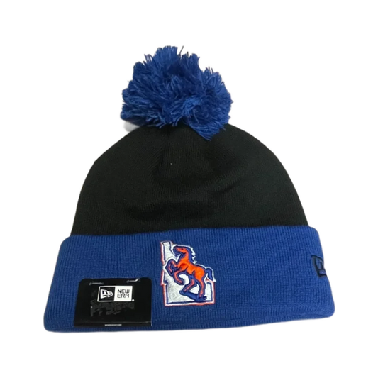 Boise State Broncos New Era Retro Pom Beanie (Black/Blue)