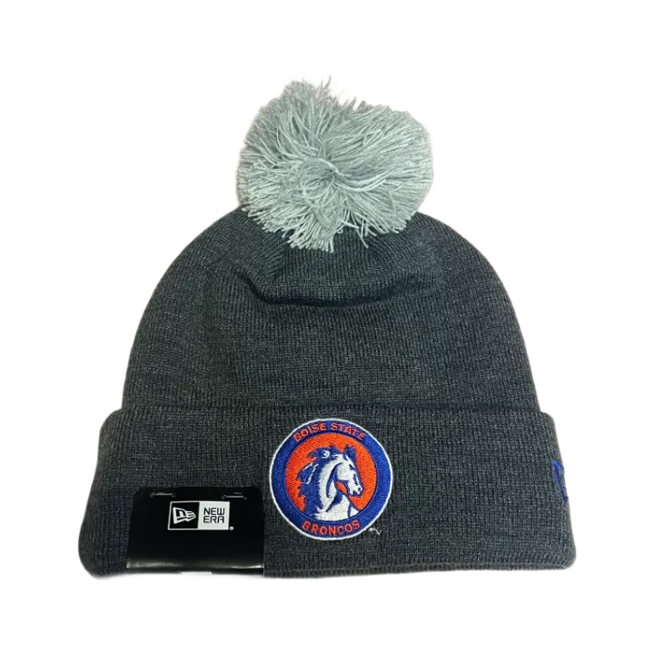 Boise State Broncos New Era Throwback Pom Beanie (Charcoal)