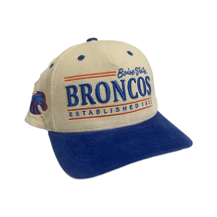 Boise State Broncos CapX Corduroy Side Patch Snapback Hat (Almond/Blue)