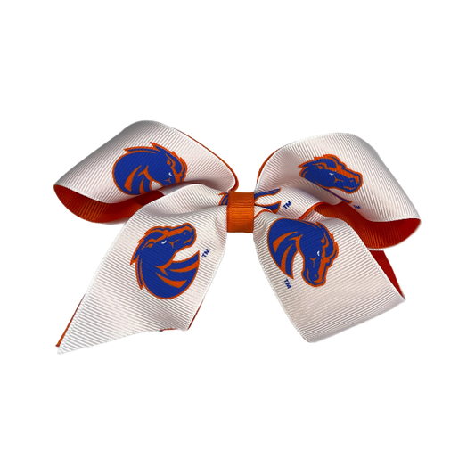 Boise State Broncos USA Bows Wavy Hair Clip Bow (White/Orange)