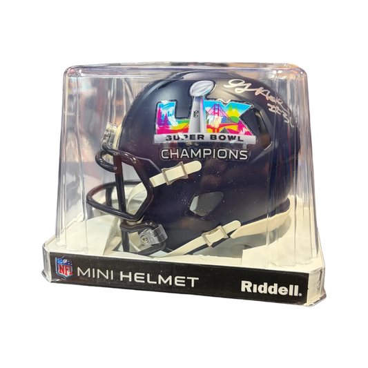 Seattle Seahawks Riddell George Holani Autographed Super Bowl 60 Champs Mini Replica Helmet