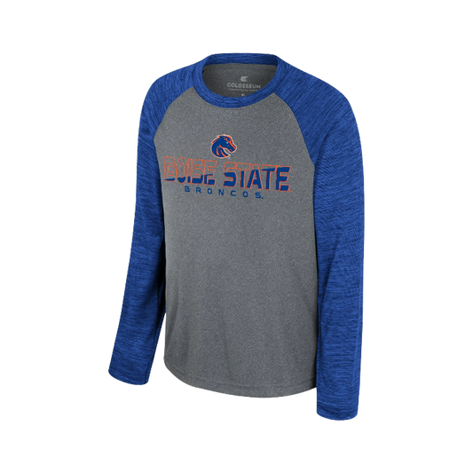 Boise State Broncos Youth Colosseum Dri-Fit Long Sleeve T-Shirt (Grey/Blue)