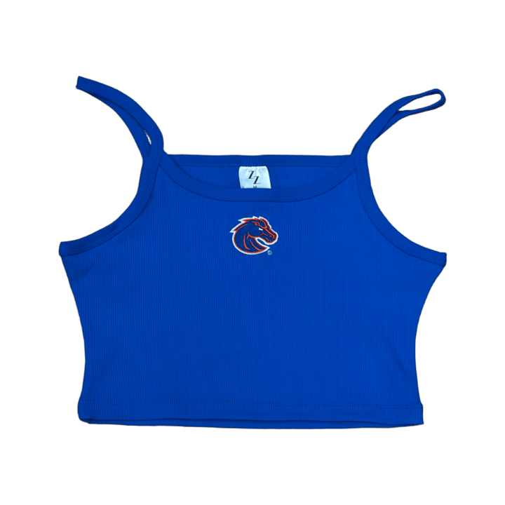 Boise State Broncos Women's ZooZatz Cropped Tank Top T-Shirt (Blue)