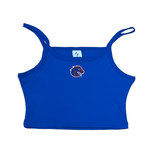 Boise State Broncos Women's ZooZatz Cropped Tank Top T-Shirt (Blue)
