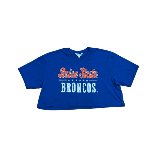 Boise State Broncos Women's ZooZatz Oversized Cropped T-Shirt (Blue)