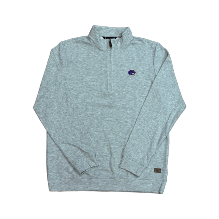 Boise State Broncos Men's Travis Mathew Cloud 1/4 Zip Sweatshirt (Grey)