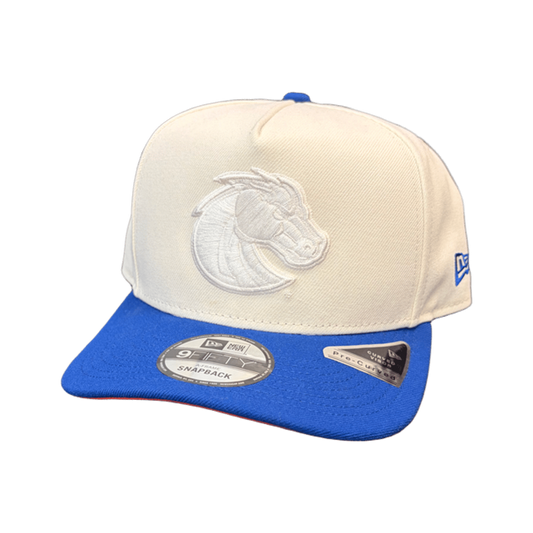 Boise State Broncos New Era Tonal Bronco 9Fifty A-Frame Snapback Hat (Cream/Blue)