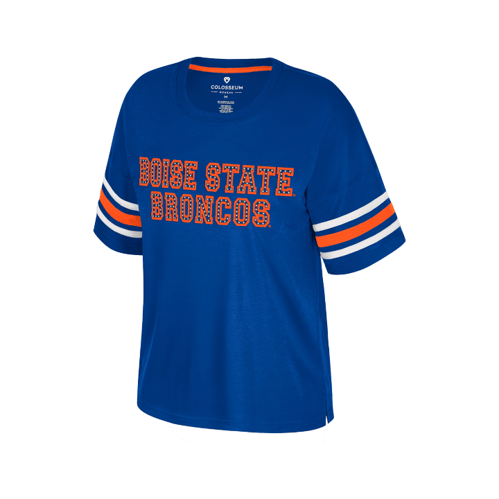 Boise State Broncos Women's Colosseum Studded T-Shirt (Blue)