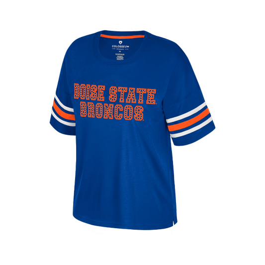 Boise State Broncos Women's Colosseum Studded T-Shirt (Blue)