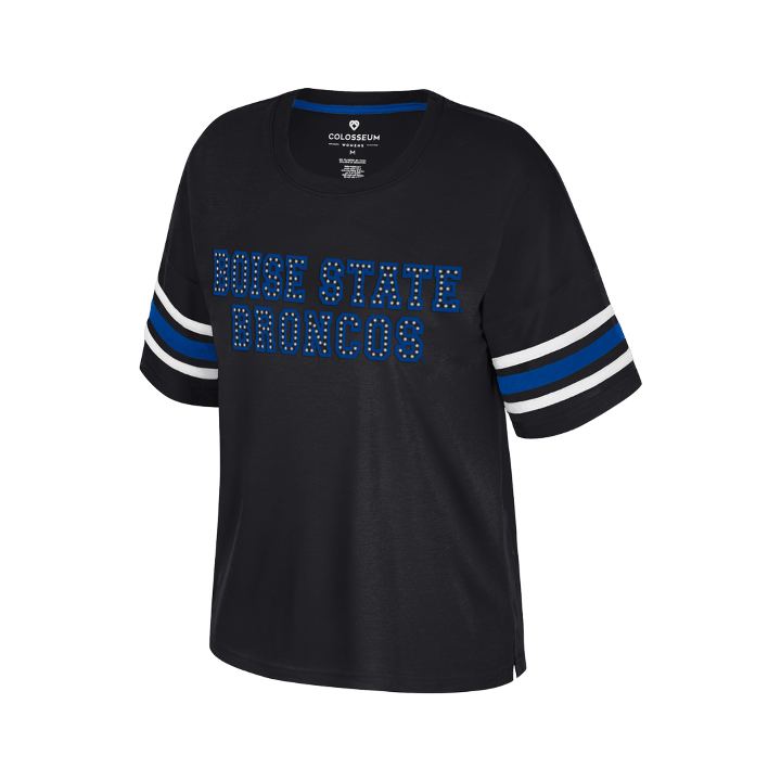 Boise State Broncos Women's Colosseum Studded T-Shirt (Black)