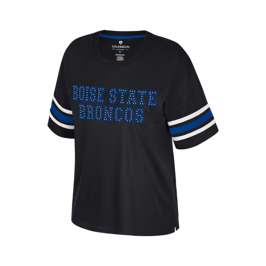 Boise State Broncos Women's Colosseum Studded T-Shirt (Black)
