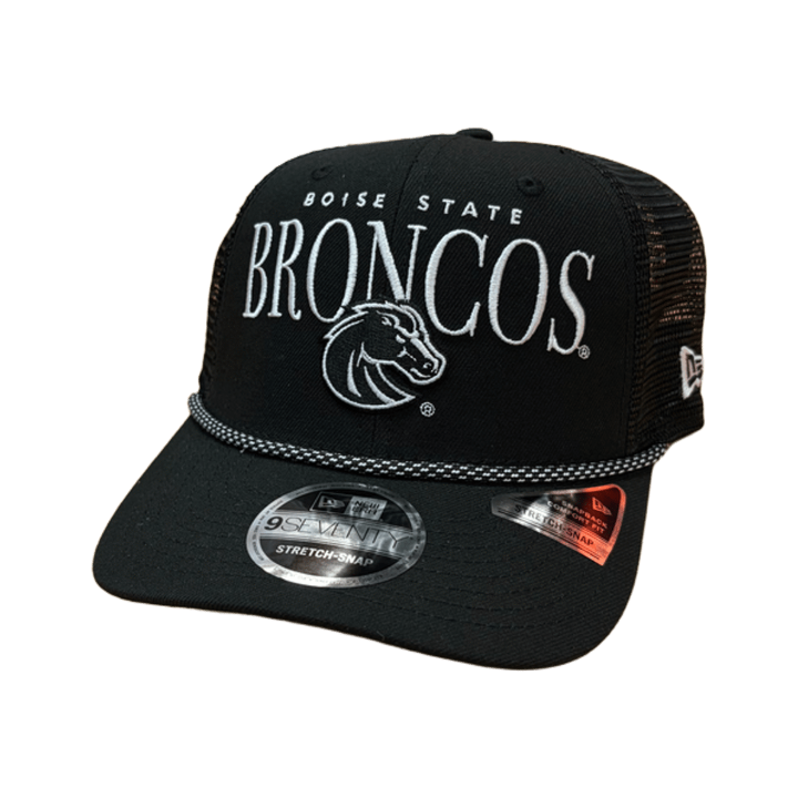 Boise State Broncos New Era Rope 9Seventy Stretch-Snapback Trucker Hat (Black)