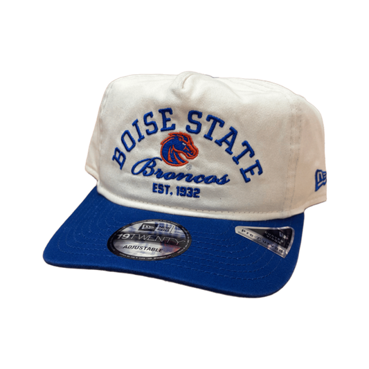 Boise State Broncos New Era Vintage 19Twenty Snapback Hat (Cream/Blue)