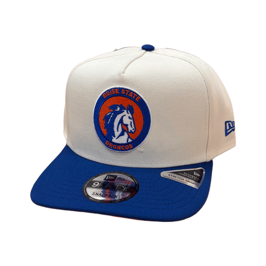 Boise State Broncos New Era Retro 9Fifty A-Frame Snapback Hat (Cream/Blue)