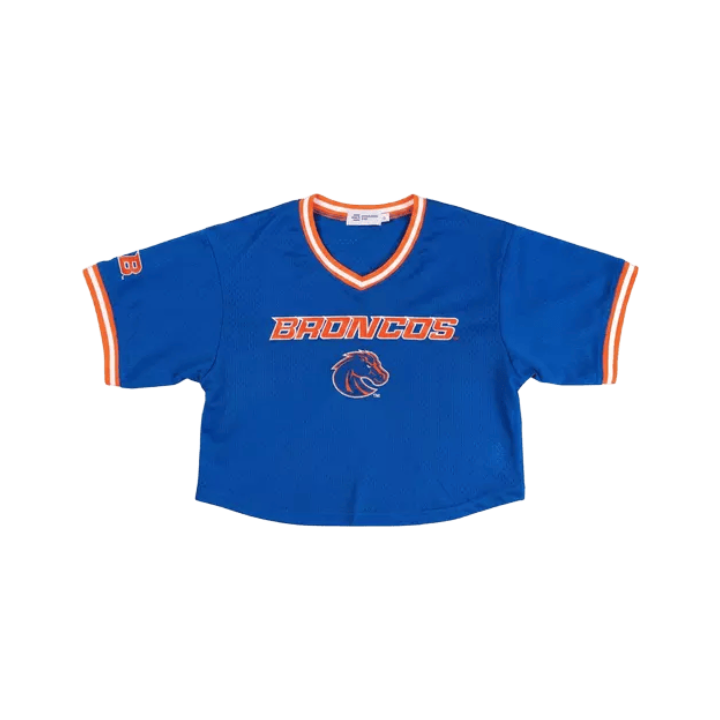 Boise State Broncos Women's Established & Co. Cropped Mesh Jersey (Blue)