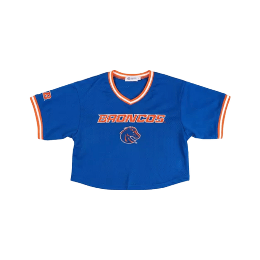 Boise State Broncos Women's Established & Co. Cropped Mesh Jersey (Blue)