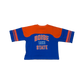 Boise State Broncos Women's Established & Co. Cropped 1/2 Sleeve Varsity T-Shirt (Blue/Orange)